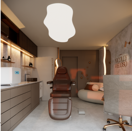 Sala de avaliação estética da Clínica Nicolly Veloso